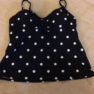 Lands End 6p black and white polka dots tankini